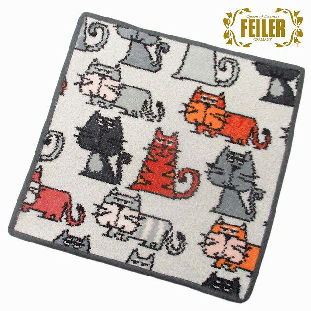 FEILER フェイラー ハンカチ ハンドタオル タオルハンカチ Cats キャット 猫 30cm n250106