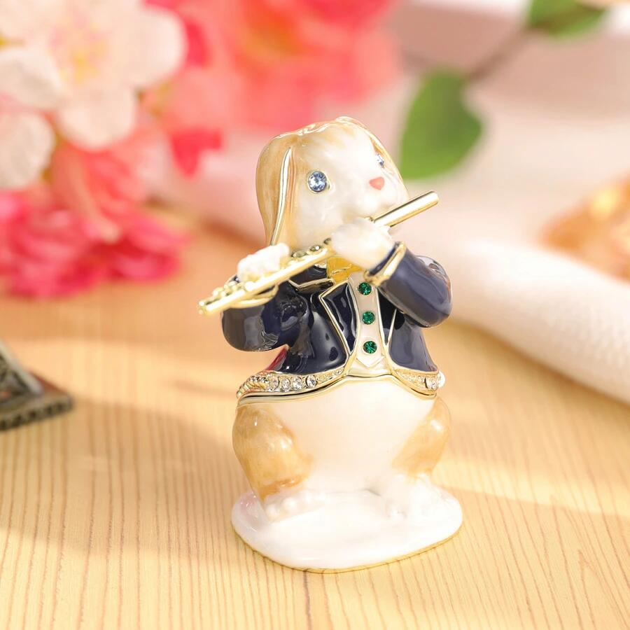 樂天商城 - 【ジュエリーボックス】うさぎの楽器シリーズ 音楽隊 ウサギ オーケストラ フルートうさぎ EX6401 n260326