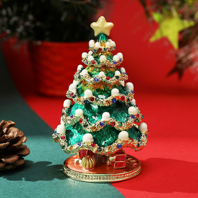 ジュエリーボックス クリスマスツリー ゴールドリース 可愛い ブランド おしゃれ プレゼント オブジェ 置物 ギフトボックス入り