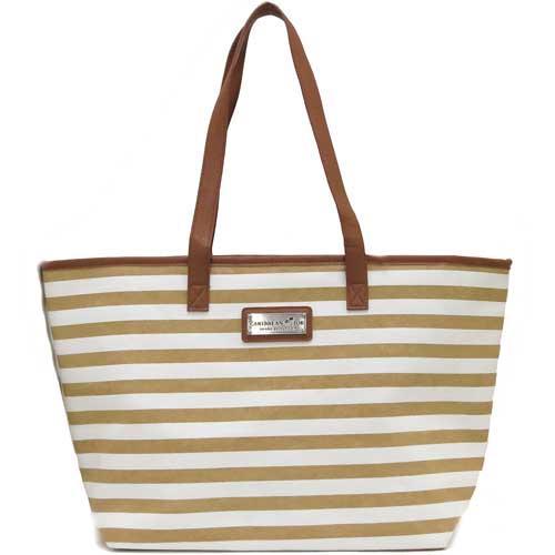 樂天商城 - カゴバック カリビアン・ジョー Caribbean Joe ノーチカル ストライプス Nautical Stripes トートバッグ CJ7033TAN
