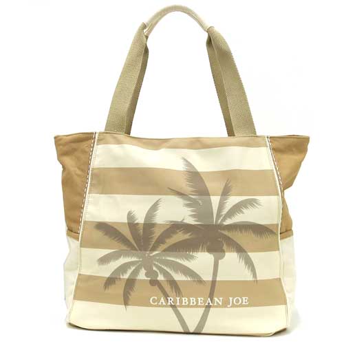 カゴバック カリビアン・ジョー Caribbean Joe パーム ストライプ ジップ トップ トートバッグ CJ8200B