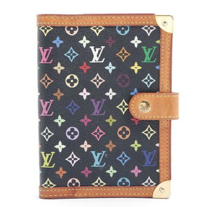 ルイ ヴィトン LOUIS VUITTON アジェンダPM 手帳カバー システム手帳 R20895 CA0034 ブラック ブラウン マルチカラー 【中古】