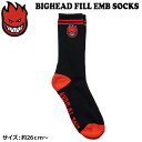 ソックス スピットファイア SPITFIRE BIGHEAD FILL EMB SOCKS BLACK/RED 靴下 メール便配送