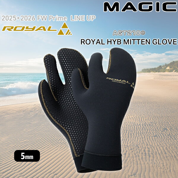 MOVE selectのマジック グローブ ロイヤル 25-26 MAGIC ROYAL 5mm HYB ミトンGLOVE 素材/AGT210 ミトングローブ サーフィン サーフグローブ 日本製｜アングル2