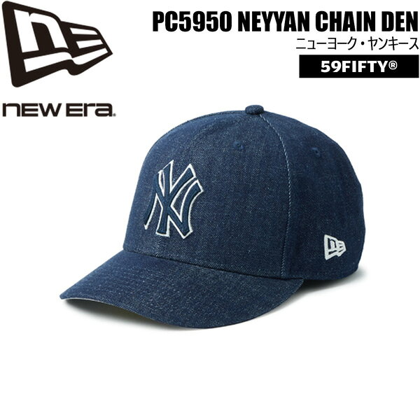 乐天商城 - ニューエラ キャップ NEW ERA PC5950 ニューヨーク・ヤンキース CHAIN デニム ネイビー 帽子 綿