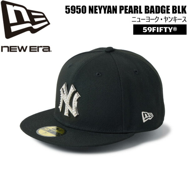 乐天商城 - ニューエラ キャップ NEW ERA 5950 ニューヨーク・ヤンキース パール BADGE ブラック 帽子 ポリエステル