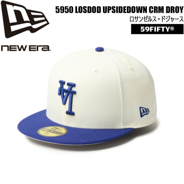 ニューエラ キャップ NEW ERA 5950 ロサンゼルス ドジャース UPSIDEDOWN クロームホワイト/ダークロイヤル 帽子 ポリエステル