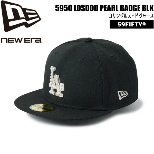 乐天商城 - ニューエラ キャップ NEW ERA 5950 ロサンゼルス・ドジャース パール BADGE ブラック 帽子 ポリエステル