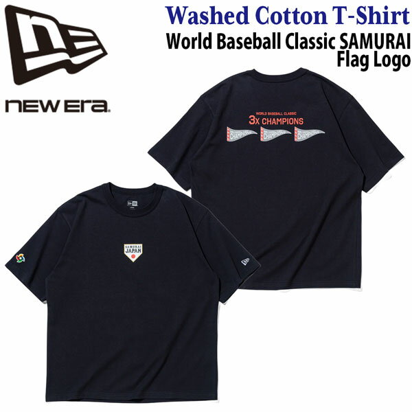 ニューエラ Tee NEW ERA 半袖 ウォッシュド コットン Tシャツ SAMURAI BASE ネイビー メール便配送