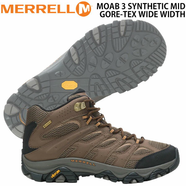 メレル モアブ3シンセティックミッドゴアテックスワイド MERRELL MOAB 3 SYNTHETIC MID GORE-TEX WIDEWIDTH ウォーキング トレッキング 靴 アース 7 7.5 8 8.5 9 9.5 10