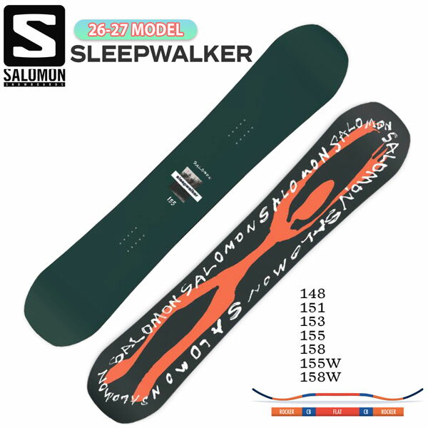 乐天商城 - 予約 26-27 SALOMON 26-27モデル SALOMON SLEEPWALKER スノーボード サロモン スリープウォーカー パーク グラトリ ジブ フリースタイル ツイン フリーラン 初心者 中級者 メンズ 正規品 26-27-BO-SLM 148 151 153 155 158 155W 158W
