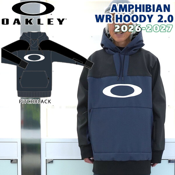 【正規代理店商品】 ●BRAND：OAKLEY オークリー ●品　番：FOA408888 ●品　名：AMPHIBIAN WR HOODY 2.0 アンフィビアンWRフーディー ●カラー： PITCHBLACK ●サイズ：XS/ S/ M/ L/ XL ※当商品は【US/EUサイズ】でのお取り扱いとなります※ 日本サイズをお求めの方は、1サイズ下げた商品をお選びください。 （例　通常、日本サイズ Lの場合→US/EUサイズ M） ●生地素材：ポリエステル100％ 26-27 OAKLEY AMPHIBIAN WR HOODY 2.0 オークリー アンフィビアン WR フーディー スノーボード パーカー ソフトシェル 撥水 防風 ストレッチ HydroFree ミッドレイヤー 春スノー メンズ 2026 2027