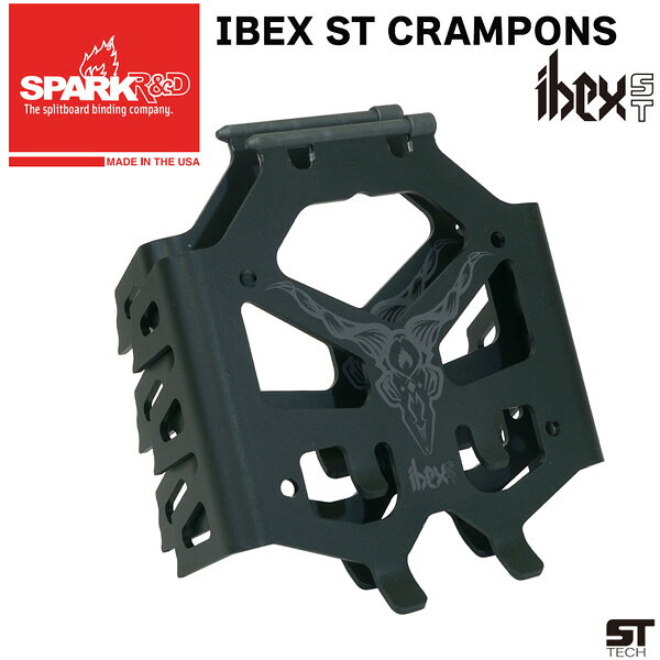 【正規代理店商品】 ●BRAND：SPARK R&D スパーク ●品番：C01112526 ●品名：IBEX ST CRAMPONS アイベックス ST クランポン ●カラー : BLACK ●サイズ : レギュラー / ワイド ●Weight: 5.5oz/ea (156g) - 11oz/pr (312g) - Reg SPARK R&D / IBEX ST CRAMPONS アイベックスSTは、初代アイベックスと同じ形状、機能性を維持しながらもST技術でグレードアップ! 真鍮のアクスルバーをオーバーモールドの熱可塑性樹脂に変更しました。 簡単に装着でき、回転も非常にスムーズです。 クランポンの歯が完全にかみ合い、ワミーバーの有無にかかわらず、危険な地形で最大限の安全性を確保します。 デュアルワイド設計によりクランポンを重ねて収納が可能。 コンパクトにバックパックのスペースを最小限に抑える。 *Ibex ST AU Ibex ST PRO * Burton Hitchhiker, NITRO Verticalを含む すべてのTesla及びPro seriesを含むTesla T1バインディングとの互換性があります。 Board waist width Reular：25〜26cm Wide：26cm or more 26-27 SPARK R&D IBEX ST CRAMPONS スパーク R&D アイベックス ST クランポン スプリットボード クランポン スノーボード バックカントリー アルミ 軽量 アイゼン スキークランポン ハイクアップ 登攀 急斜面 アイスバーン ハードバーン STテクノロジー ワミーバー対応 Tesla T1バインディング対応 レギュラー ワイド 2026 2027 新作
