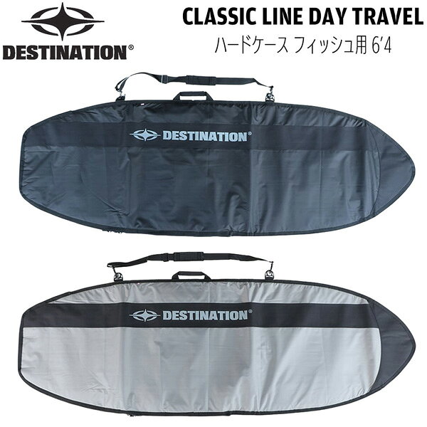 Built for Daily Surf Sessions. クラシックなカリフォルニアサーフスタイル を背景にデザインされた、シンプルで実用的 なボードケース。 日常のサーフセッションでボードをしっかり 保護するため、5mmプロテクションパッドを内 蔵。 開閉には耐久性に優れたナイロンジッパーを 採用し、スムーズでストレスのない出し入れ が可能です。 ショートボードからミッドレングス、ロング ボードまで対応する幅広いサイズ展開で、あ らゆるサーフスタイルにフィット。 無駄を削ぎ落としたクラシックなデザインと 実用性を兼ね備えたスタンダードデイバッグ です。 ※メーカーの画像を使用しておりますが 色の見え方が実物と若干異なる場合が 御座います。予めご了承下さい。 【正規代理店商品】 ●BRAND：DESTINATION(デスティネーション) ●品番：DS-01EU26164 ●品名：CLASSIC LINE DAY TRAVEL フィッシュ用 6’4 ●カラー： BLACK GRAY ●サイズ：6'4″/208×65cm DESTINATION CLASSIC LINE DAY TRAVEL フィッシュ 6'4 サーフボード ボードケース サーフィン ハードケース トラベルケース ディスティネーション デイトラベル フィッシュボード ボードバッグ サーフィン用品 トラベルバッグ フィン収納 ショートボード用