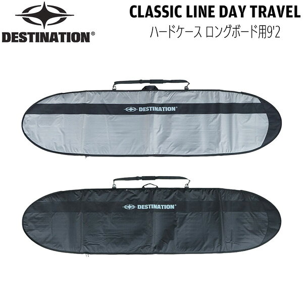 Built for Daily Surf Sessions. クラシックなカリフォルニアサーフスタイル を背景にデザインされた、シンプルで実用的 なボードケース。 日常のサーフセッションでボードをしっかり 保護するため、5mmプロテクションパッドを内 蔵。 開閉には耐久性に優れたナイロンジッパーを 採用し、スムーズでストレスのない出し入れ が可能です。 ショートボードからミッドレングス、ロング ボードまで対応する幅広いサイズ展開で、あ らゆるサーフスタイルにフィット。 ミッドレングス用とロングボード用モデルに は、ボードの出し入れをよりスムーズにする フルジップ仕様を採用。 無駄を削ぎ落としたクラシックなデザインと 実用性を兼ね備えた、 DESTINATION Classic Line の スタンダードデイバッグです。 〇 フルジップ／フィンスロット付 ※メーカーの画像を使用しておりますが 色の見え方が実物と若干異なる場合が 御座います。予めご了承下さい。 【正規代理店商品】 ●BRAND：DESTINATION(デスティネーション) ●品番：DS-01EU26592 ●品名：CLASSIC LINE DAY TRAVEL ロングボード用9’2 ●カラー： BLACK GRAY ●サイズ：9'2"/295cm×67cm DESTINATION CLASSIC LINE DAY TRAVEL ロングボード 9'2 サーフボード ハードケース ボードケース サーフィン トラベルケース ディスティネーション デイトラベル 9フィート2インチ ロングボード用 ボードバッグ サーフィン用品 トラベルバッグ