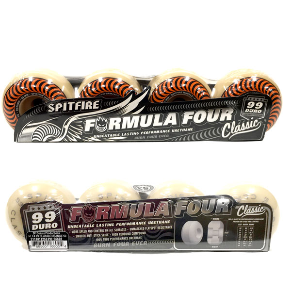 �������ȥܡ��� �������� SPITFIRE WHEELS ���ԥåȥե����� FORMULA FOUR F4 99DU CLASSIC 53 ORANGE 4��set SK8 ���ԥåȥե����䡼 ���饷�å�