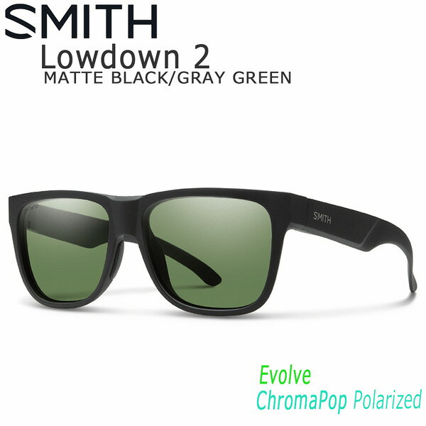 サングラス アイウエア 眼鏡 SMITH LOWDOWN2 ローダウン2 MATTE BLACK CP-POLAR GRAY GREEN フィッシング スノーボード サーフィン サイクリング