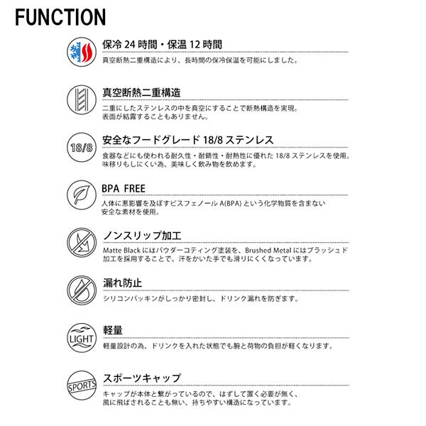MOVE selectの水筒 保温 スポーツ ZERO BARREL ゼロバレル ATHLETE アスリート マイボトル ダブルウォール｜アングル2