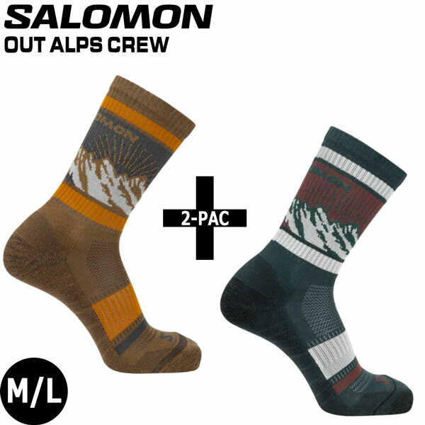 サロモン SALOMON OUT ALPS CREW 2-PACK PONDEROSA PINE/TOASTED COCONUT ソックス 靴下 2足組