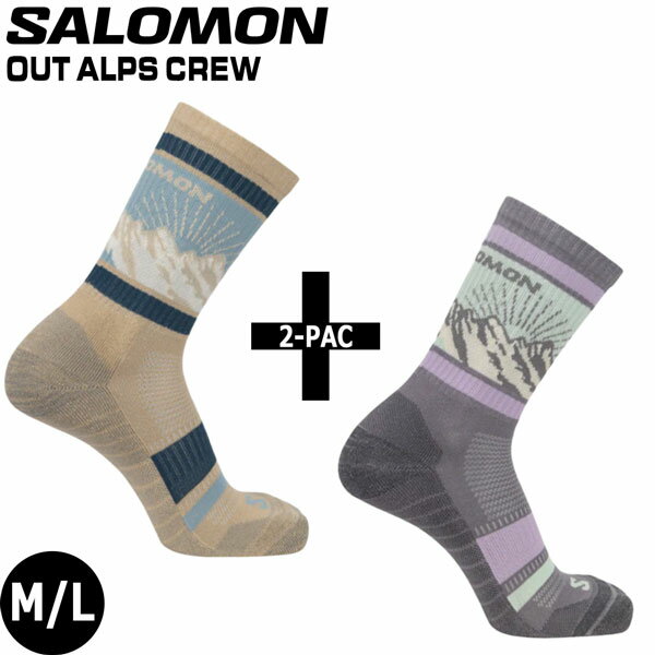 サロモン SALOMON OUT ALPS CREW 2-PACK QUARRY/FEATHER GRAY ソックス 靴下 2足組