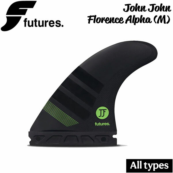 John John Florence Alpha は、ニュートラル テンプレートカテゴリの中型スラスターです。 これは、JJF が Techflex 構造で連続世界選手権に 出場したのと同じテンプレートです。 ハンティントンビーチで作られたアルファ構造は、 BureoのNetPlusリサイクル漁網とFuturesの Compound 6 (C6) カーボンおよび空気注入技術を 組み合わせたものです。 ・テンプレートカテゴリー - ニュートラル (オールラウンド | 汎用性) ・構造 - アルファ（ネットプラス） ・ライディング・ナンバー - バランス - 5.9 ・おすすめ波質-オールタイプ｜オールコンディション ・サイズ - ミディアム（145 - 175 lbs） 【正規取り扱い店】 ●BRAND ：FUTURES(フューチャー) ●品　番：MNV-01005131AP02 ●品　名：ALPHA JOHN JOHN 2.0 Mサイズ 　　　　　CARBON/GREEN 　　　　　トライフィン 3枚 ※商品写真の色は、OS、ブラウザ、ディスプレイ、 などにより実際のものとは多少異なる場合があります。 ご了承の上ご購入ください。