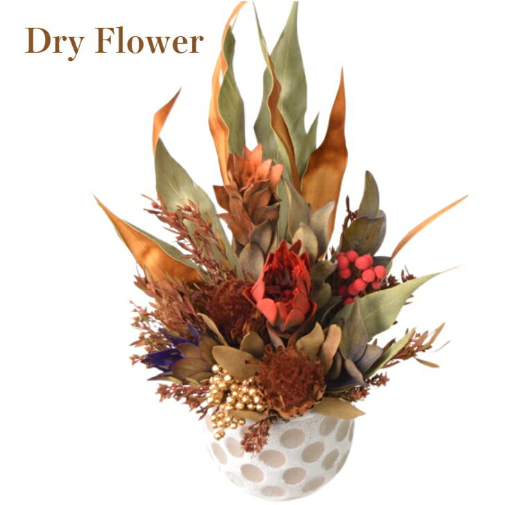 ドライフラワー アレンジ 【】ネルボサム、 グレヴィレア ゴールドパンパス、プロテア ロビン、プルモサムその他数種類、使用当店一押し商品です。