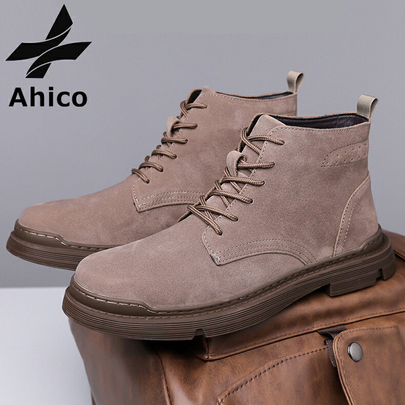 【送料無料】メンズ マーチンブーツ アウトドアブーツ 防水防風 冬 豚革 靴ひもつき ソフトソール ゴム..