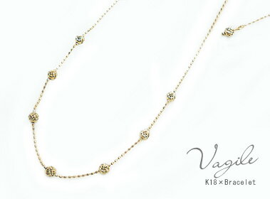 K18 ゴールド キューブ付 チェーン ネックレス「Vagile -ヴァジル-」18K 18金 YG WG PG イエローゴールド ホワイトゴ…