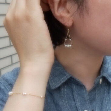 K18 ゴールド 淡水パール×0.24小豆チェーン ピアス「Amelia -アメリア-」18K 18金 YG WG PG イエローゴールド ホワイトゴールド ピンクゴールド フックピアス ギフト プレゼント イヤリング イヤクリップ 送料込【送料無料】＊2204