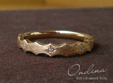 楽天ah ouiK18 ゴールド ダイヤモンド リング「 オンディーナ 」18K 18金 YG WG PG イエローゴールド ホワイトゴールド ピンクゴールド 重ね着け スタッキング ファランジ 艶消し マット ギフト プレゼント ＊2504