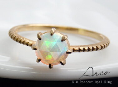 【再販】K18 ゴールド エチオピア産 ローズカットオパール リング 「 Arco Classico - アルコ クラシコ - 」レアストーン 18K 18金 ...