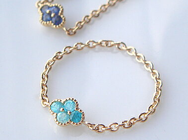 【再販】K18 ゴールド パライバトルマリン チェーンリング 「Lilla - リッラ - 」18K 18金 YG PG Pt850 Pt950 イエローゴールド ピンクゴールド プラチナ ブラジル産 バターリャ鉱山 ミルグレーン クラシカル フラワー 花 プレゼント ギフト *2510