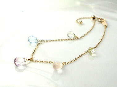 K18 ゴールド ブレスレット「パステルカラー ブリオレット」【送料無料】18K 18金 YG WG PG イエローゴールド ホワイトゴールド ピンクゴールド 華奢 ギフト プレゼント ＊2510