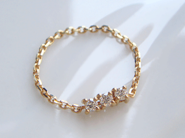 K18 ゴールド ダイヤモンド H / SI クラス 0.12ct チェーンリング 「Codino Media - コディーノ メディア - 」18K 18金 ...