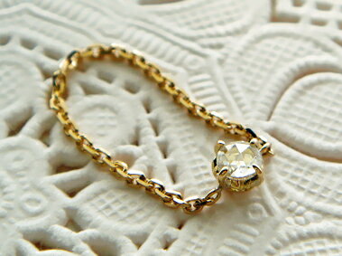 【再販】K18 ゴールド ローズカット ダイヤモンド チェーンリング 「 フィオーレ・ローザ - 」18K 18金 YG WG PG イエローゴールド ホワイト...