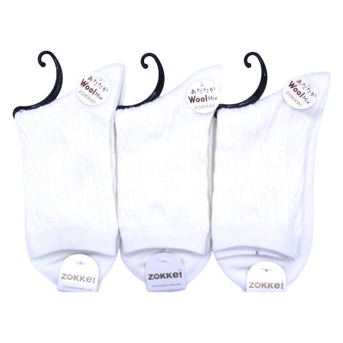 【送料無料】 クルーソックス メリノウール混縄柄 (オフホワイト) (23-25cm) (3足セット)みっとめるへん社