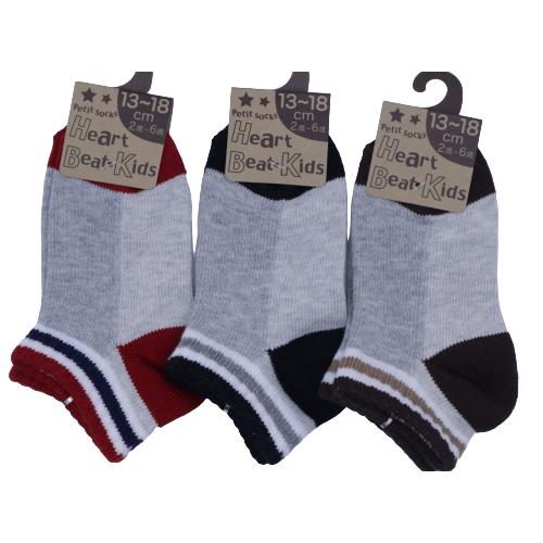 【送料無料】 キッズ 2色ライン (レッド・ネイビー・ブラック) (13-18cm) (3足セット)みっとめるへん社