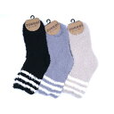 【送料無料】 もこもこ_ライン (クルー18cm丈) (ブラック・グレー・ベージュ) (23-25cm) (3足セット)みっとめるへん社(4)