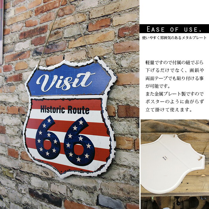 期間中ポイント10倍 サインプレート アメリカン ルート66 ROUTE66 ウェルカム WELCOME メタル 車庫 看板 レトロ ダイナー ヴィンテージ アメリカン雑貨 [2]