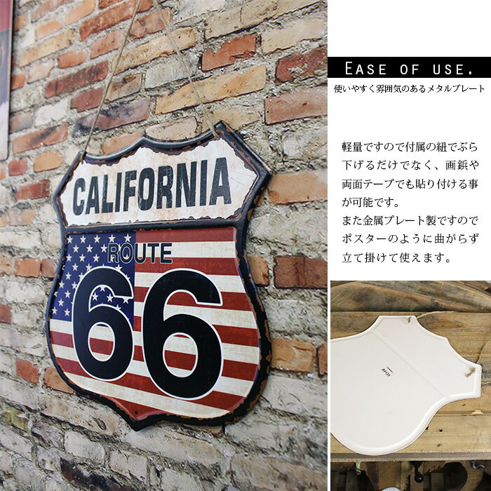サインプレート アメリカン ルート66 ROUTE66 ウェルカム WELCOME メタル 車庫 看...