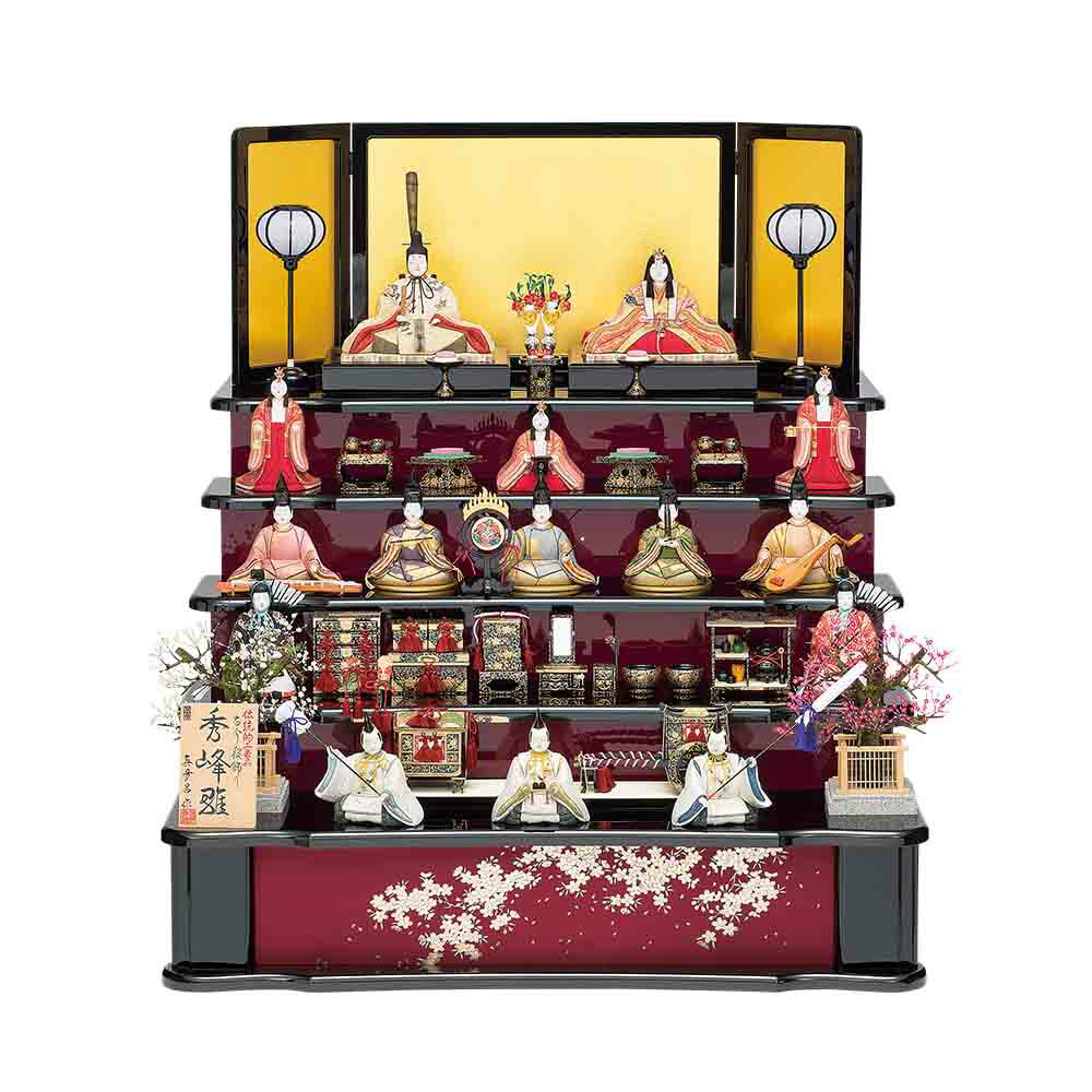 雛人形 木目込み 真多呂 段飾り 五段 秀峰雛15人飾り 伝統工芸品 かわいい モダン ひな人形 おしゃれ 可愛い 2022のサムネイル