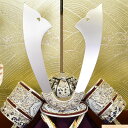 五月人形 コンパクト おしゃれ 兜飾り 収納 10号 収納兜 白波 木 木製 台付き プラチナ箔押兜 モダン かっこいい gf112