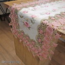 即納 お花を飾らなくても可愛い テーブルセンター 約120×35cm ロング 薔薇 レース 刺繍 ピンク お花 贈り物 ギフト プレゼント 新築祝い おしゃれ ...