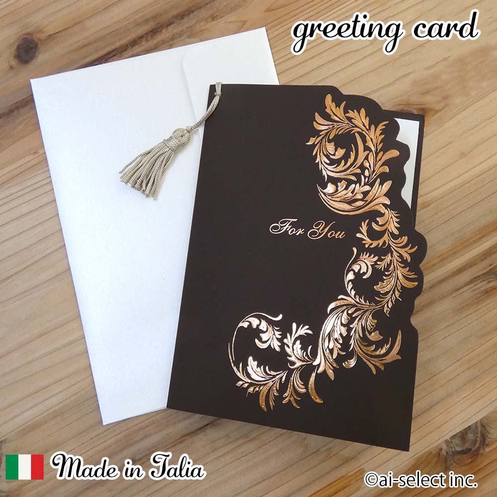 New 多目的 イタリア製　メッセージカード グリーティングカード タッセル付 高級感 ITALY 海外製カー..
