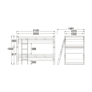 浜本工芸 No.5000 二段ベッド [品番:No.5004二段ベッド] (ナチュラルオーク色)【店頭受取対応商品】