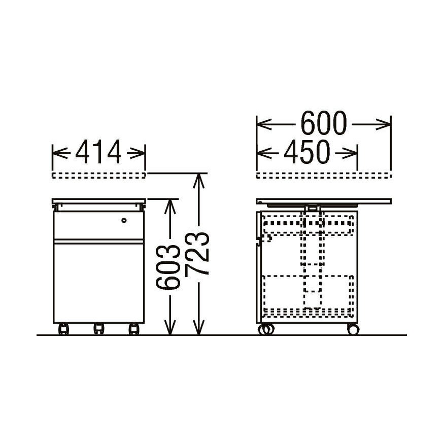 カリモク 学習机 SS0476 ワゴン (デスク奥行き60cm専用, 幅40cm, シアーブラック色)【全国送料無料】【同梱不可】【店頭受取対応商品】 2