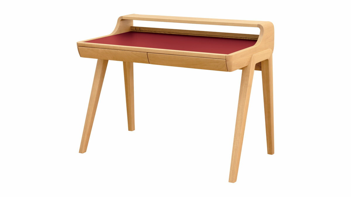 【受注生産】浜本工芸 学習机 No.49 デスク [品番:No.4984デスクR] (ナチュラルオーク／レッド色)【店..