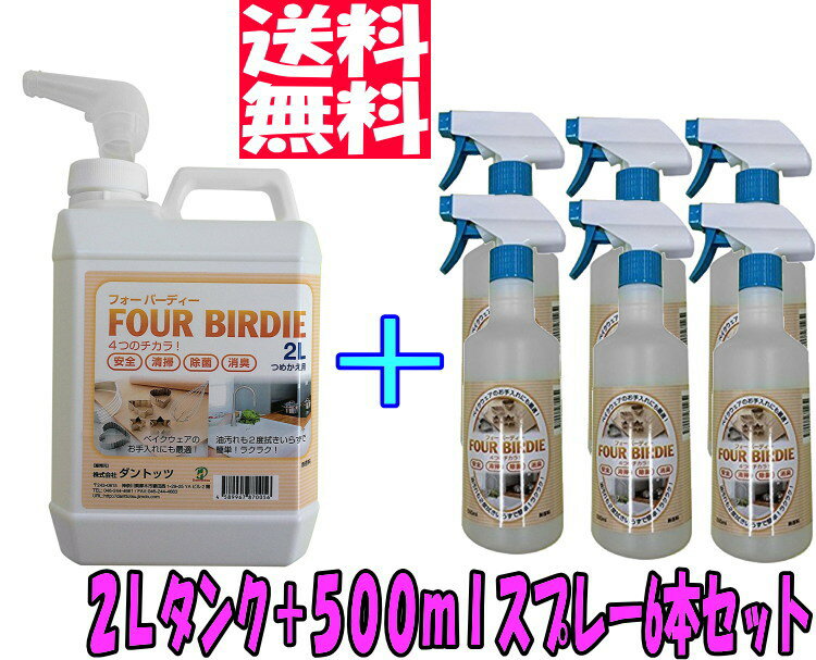 【送料無料】アルカリ電解水クリーナー フォーバーディー《500mlスプレー 6本 ＋ 2Lタンク セット》