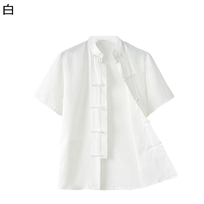 中華服 武術シャツ メンズ 五分袖 チャイナジャケット 表演服 チャイナボタン 春服...