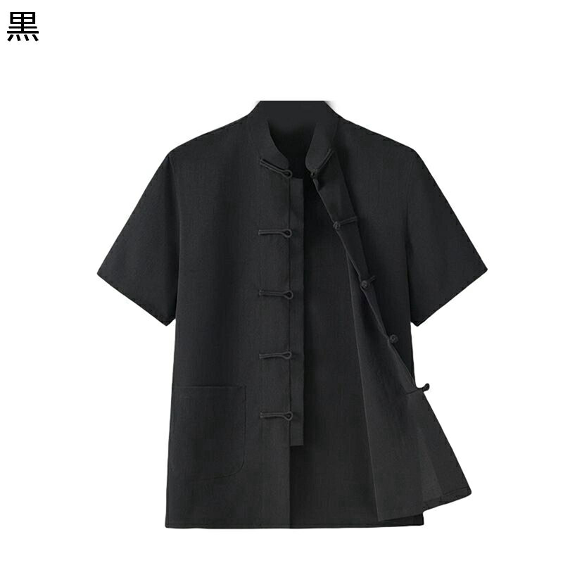 中華服 武術シャツ メンズ 五分袖 チャイナジャケット 表演服 チャイナボタン 春服...